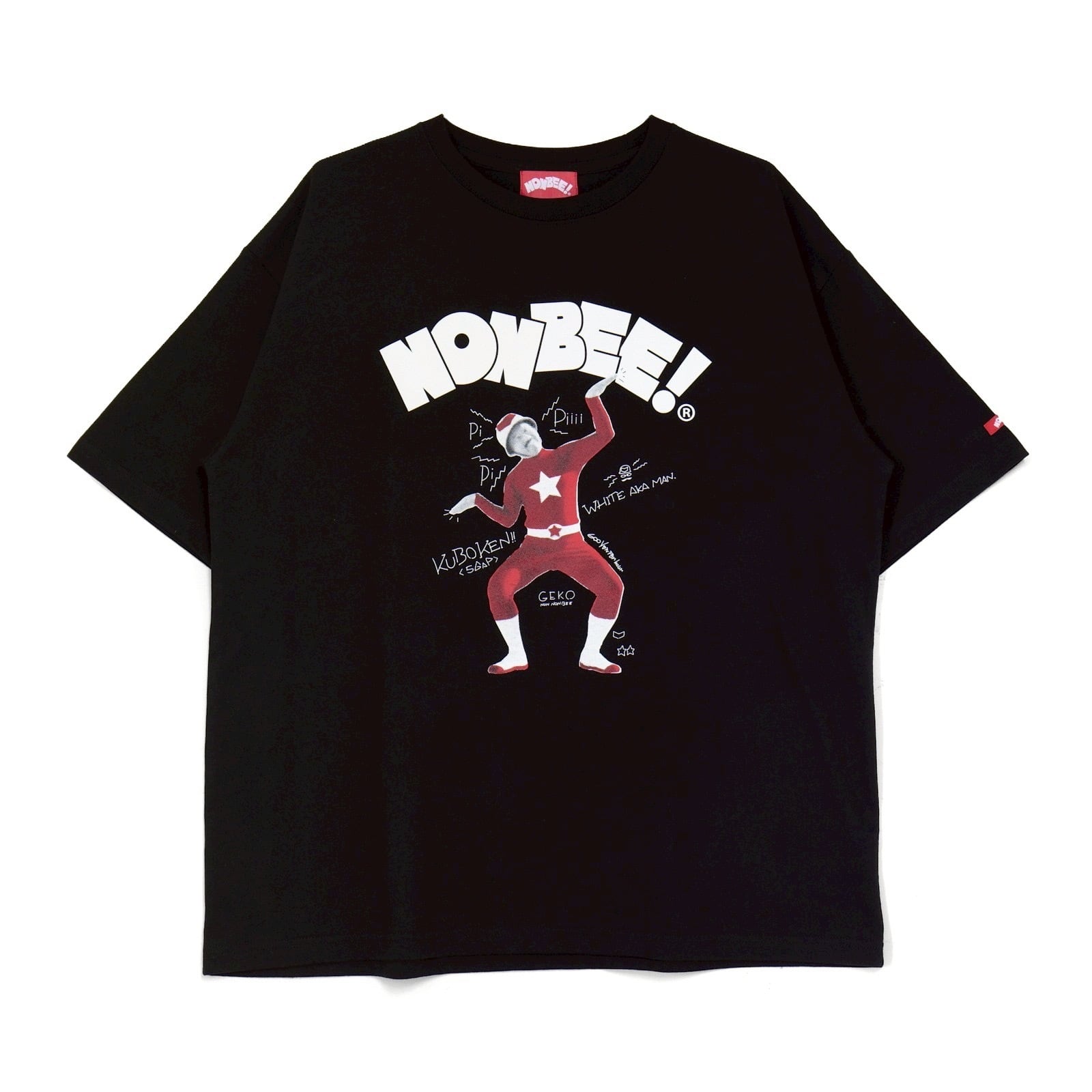岩井ジョニ男 × NONBEE! ボウイ風 COLLAB TEE black/neon-yellow