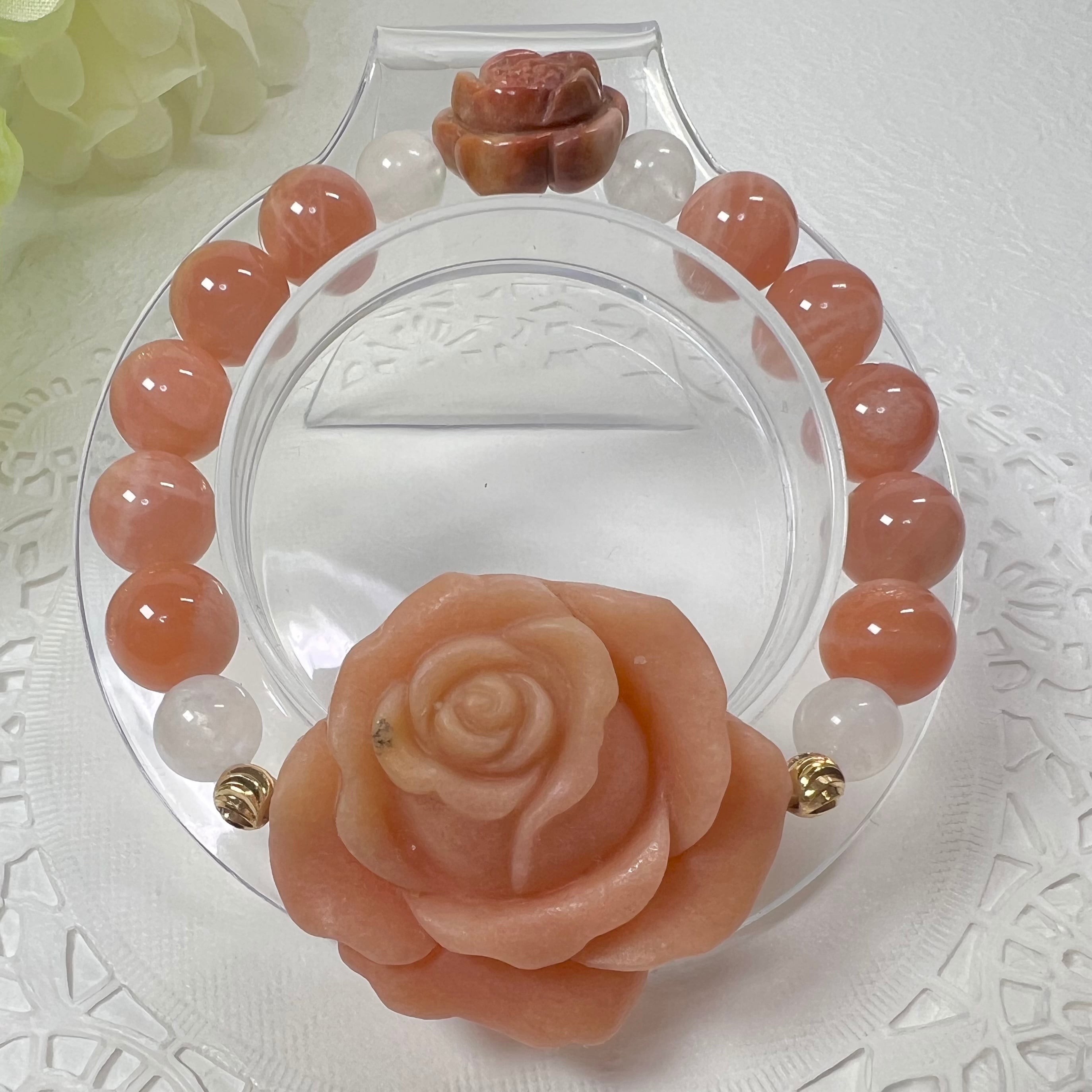 【サンストーン薔薇ブレスレット✿】❤︎送料無料❤︎天然石 パワーストーン