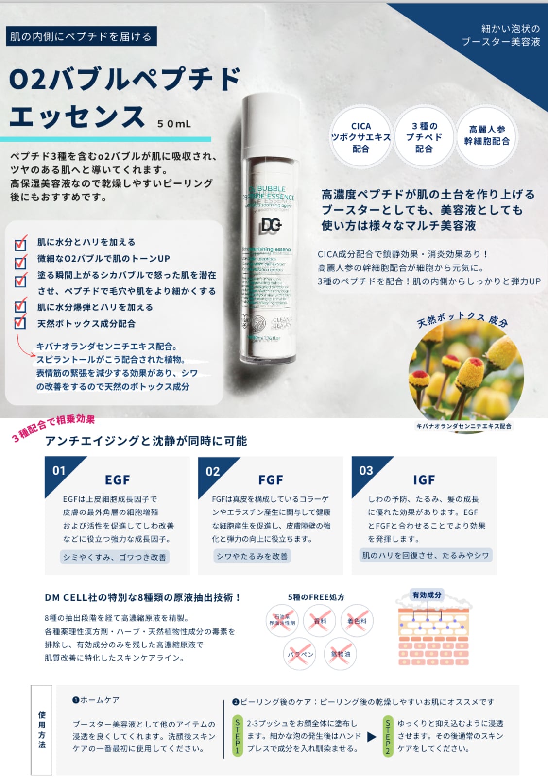 DM CELL COSMETICS】O2バブルペプチドエッセンス | Pay ID