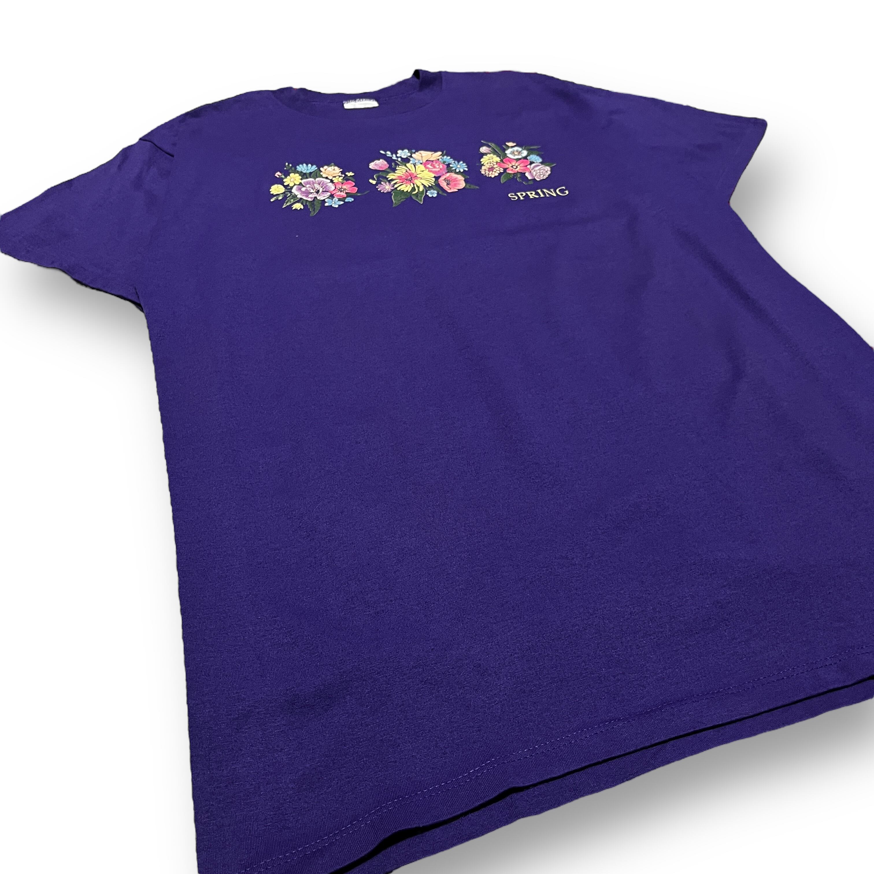 TEE-RIFI 90s made in usa vintage Flower print T-shirt 90年代 アメリカ製 フラワー プリント  Tシャツ パープル 紫