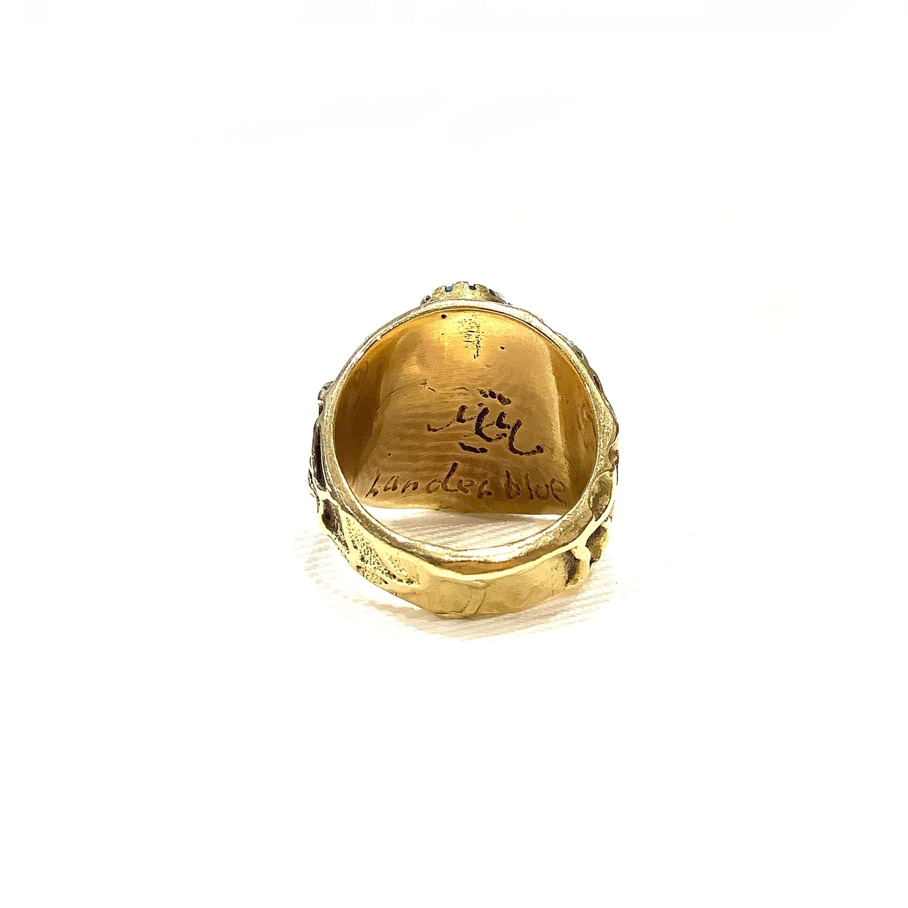 Lander Blue Turquoise K18Gold Ring Spider Tufa Cast ランダーブルー
