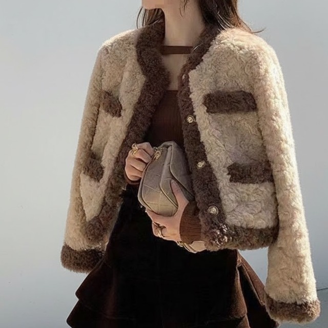 Boucle Trim Teddy Jacket　ch0219