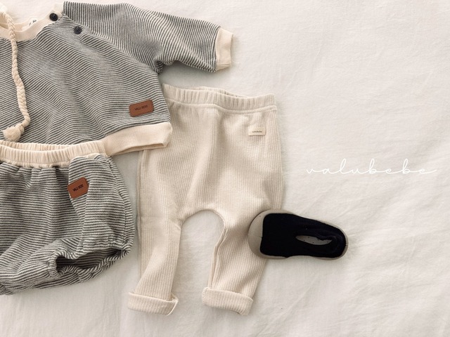 残り1点 即納⌇80cm レザータグ ストライプ トレーナー