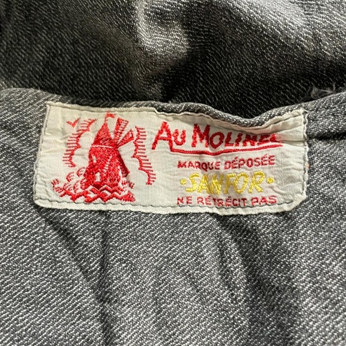 50s Au MOLINEL ごま塩 ブラックシャンブレー アトリエコート 詳細写真2