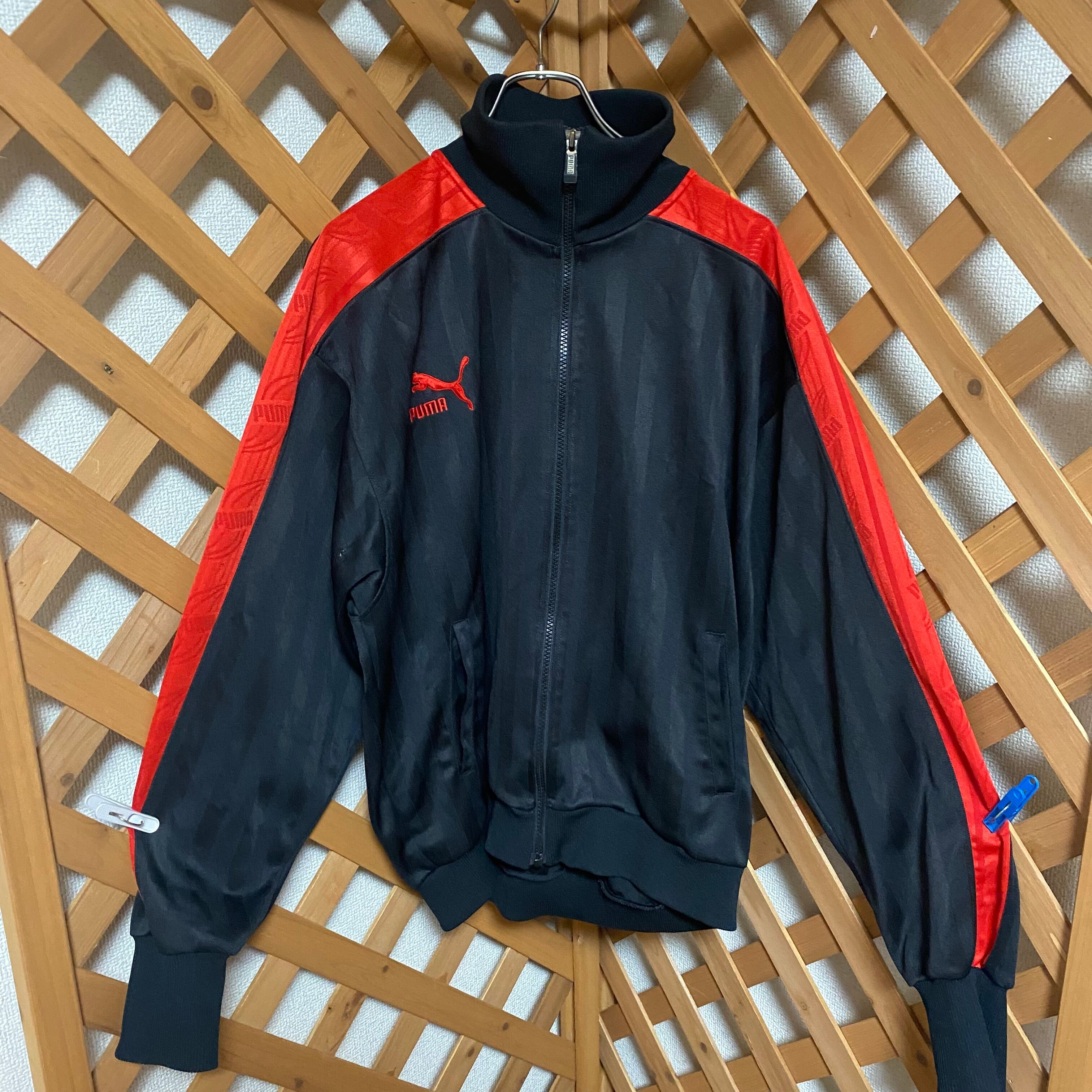 90s PUMA トラックジャケット ブラック レッド 古着 ストリート  