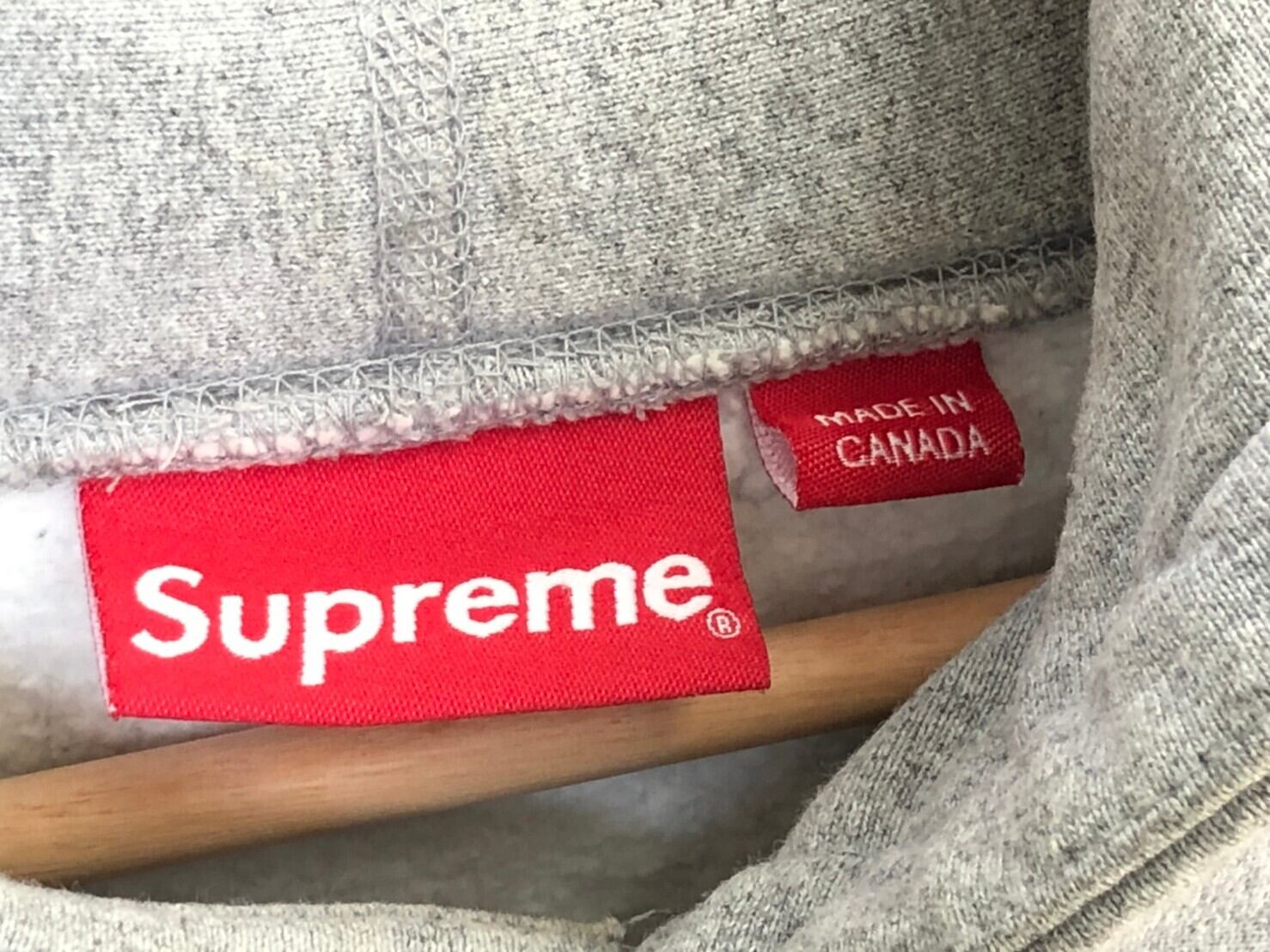 Supreme CHROME CLASSIC LOGO HOODED SWEATSHIRT GREY MEDIUM II0119 