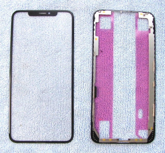 №5 iPhoneXS Max 画面ガラス1枚＋OCA貼付済＋フレーム1個 セット ガラス割れ 修理交換用