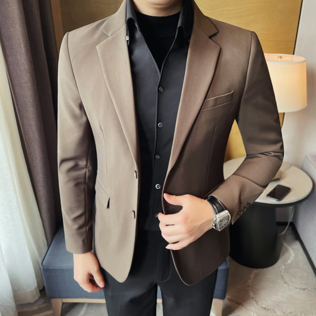 フェイクツーピース セットシャツ ジャケット 2色 11205