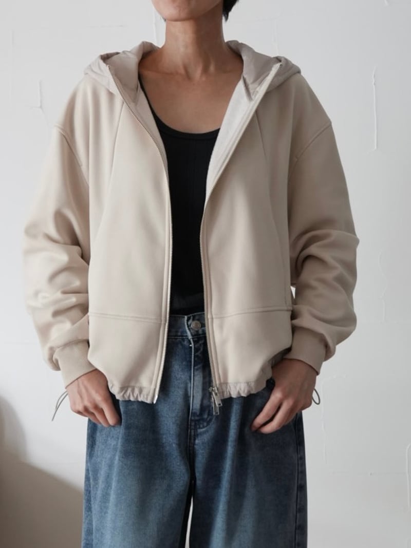 【SALE】285s. passione パシオーネ ボンディングパーカー付きブルゾン(off/black) (46424)