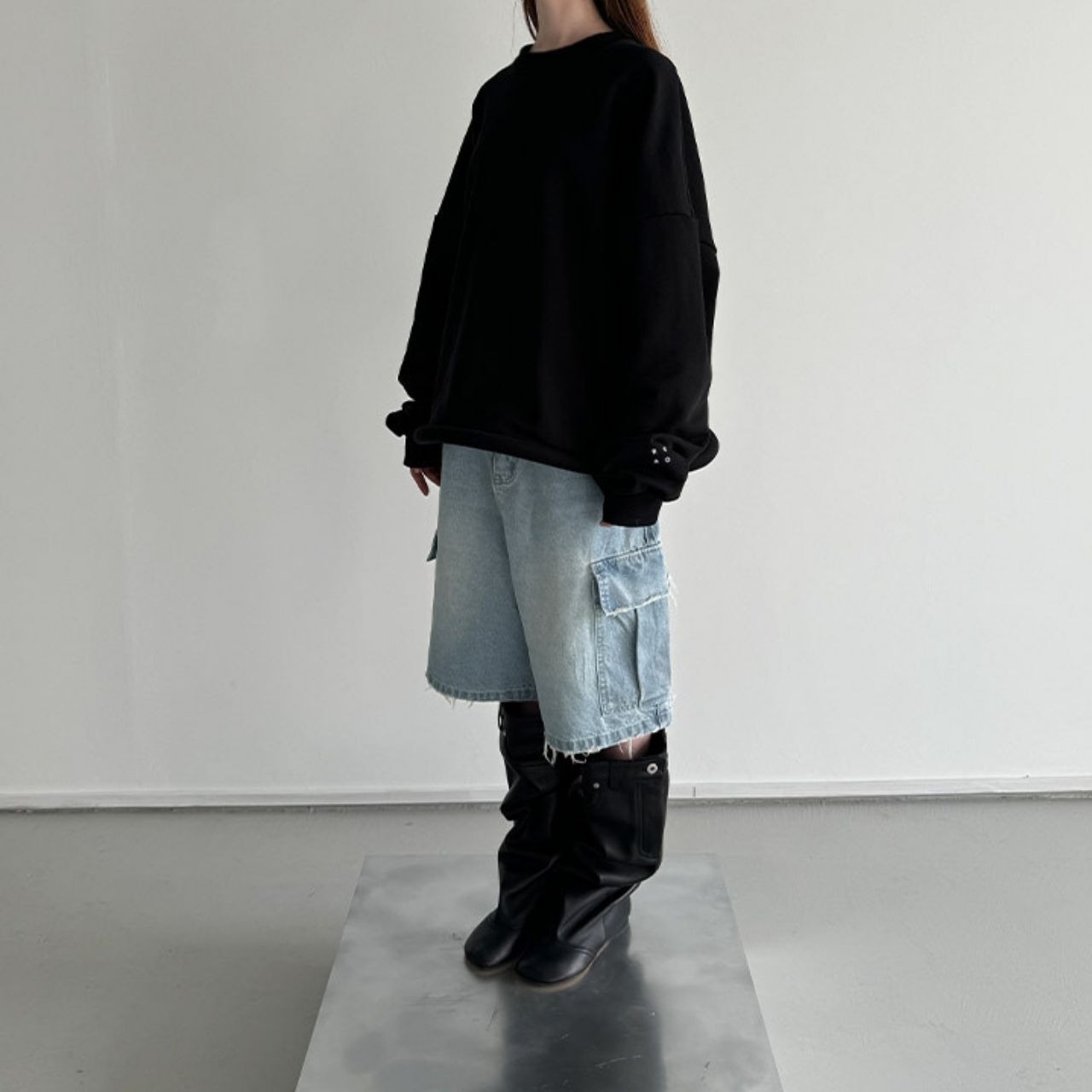 袖ロゴ裾ロールアップスウェット　LT0040051