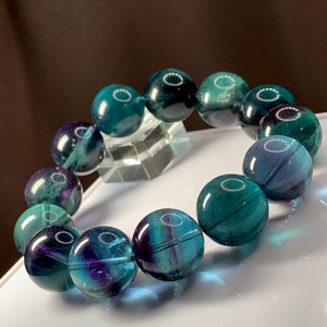 N.A8.希少な大玉♪グリーン×ブルーの色合いグラデーションフローライトブレスレット