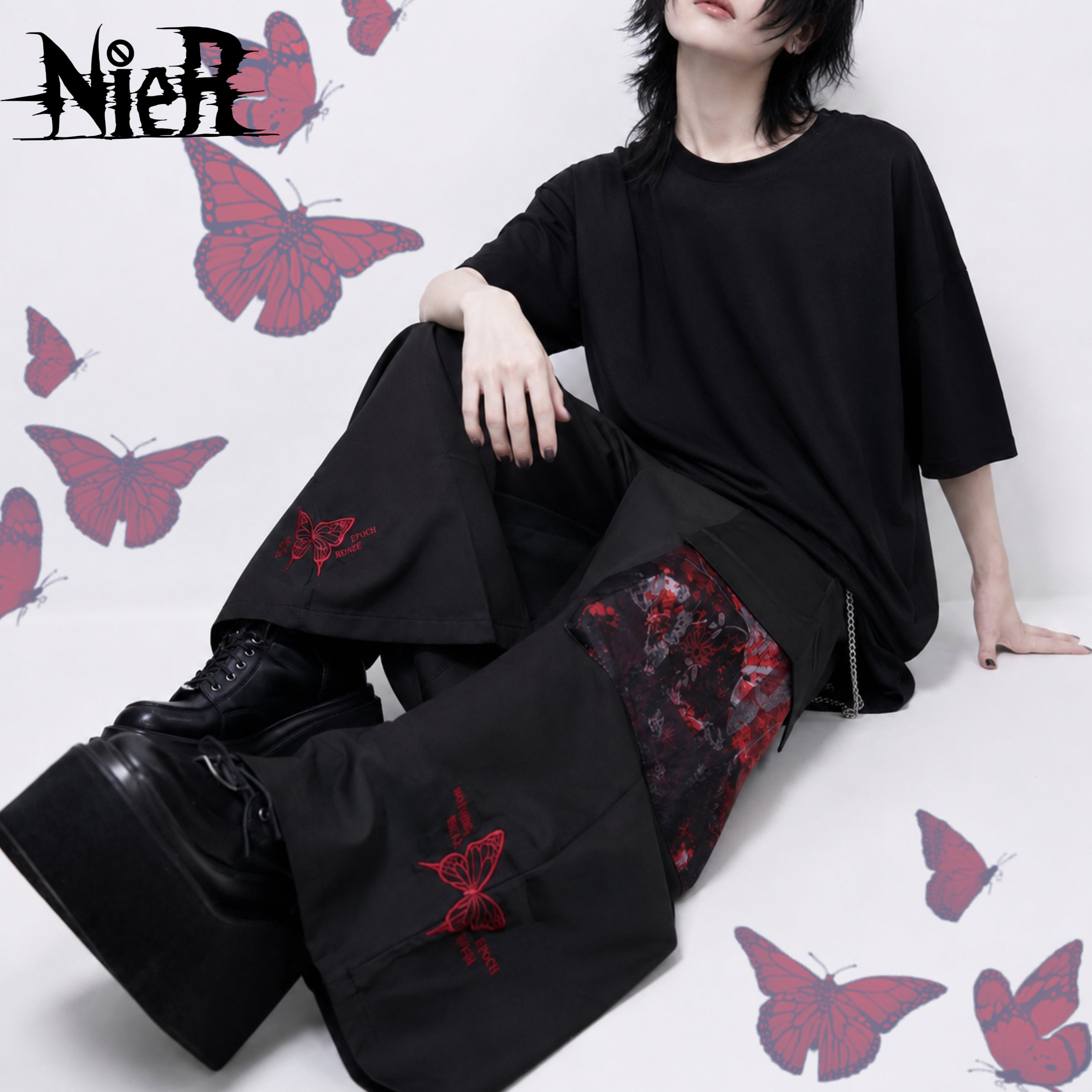BIG POCKET WIDE PANTS【緋和柄九尾×BUTTERFLY】 | NIER CLOTHING