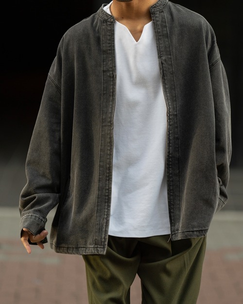 Band Collar Denim Jacket[2352amy1] AMUY TRYSBAY