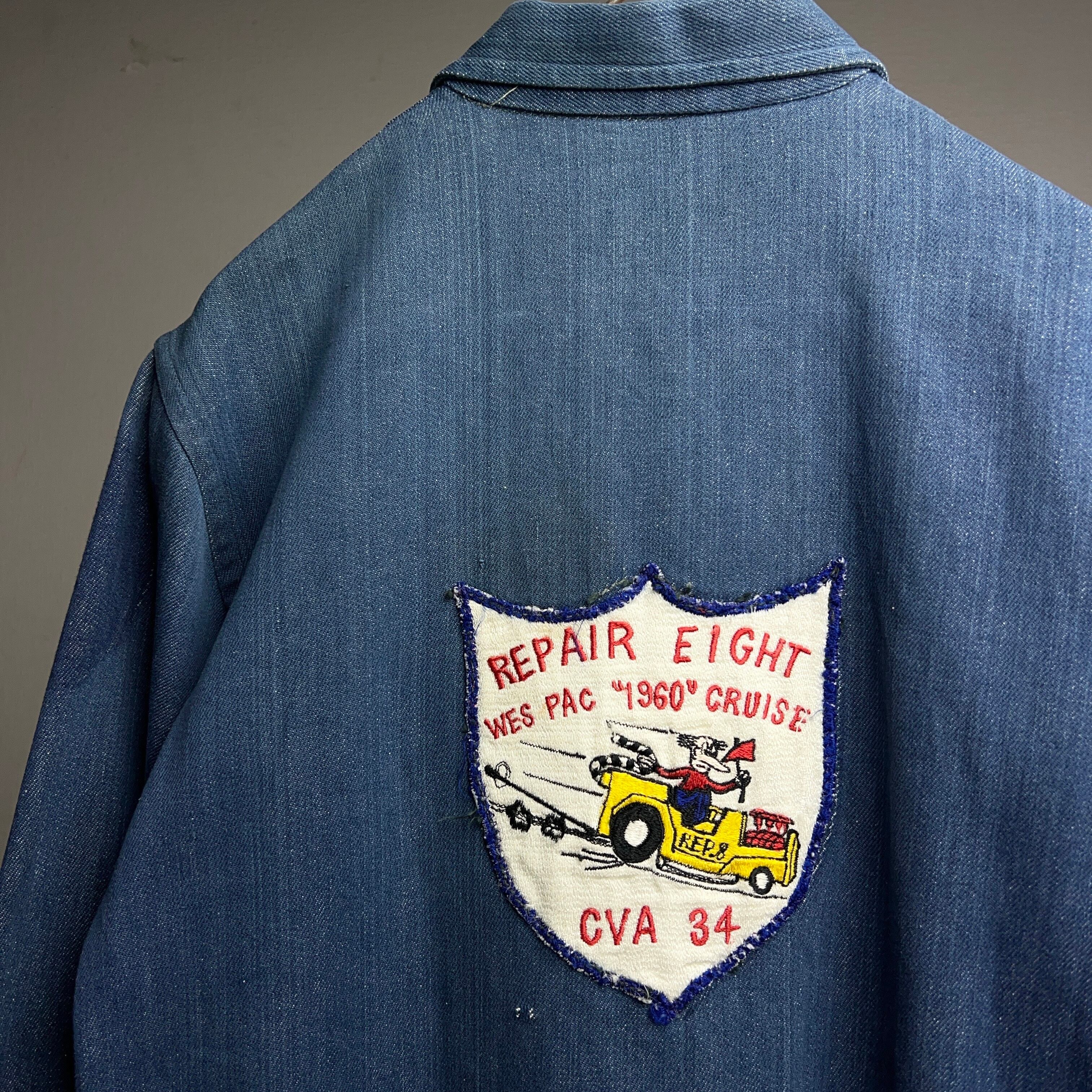 1960's U.S.NAVY Souvenir Denim Coverall Jacket VATDYE 60年代