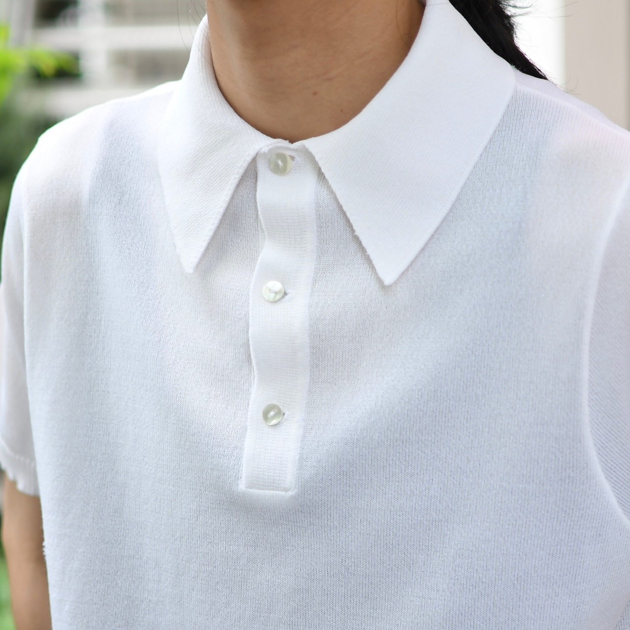 white knit polo