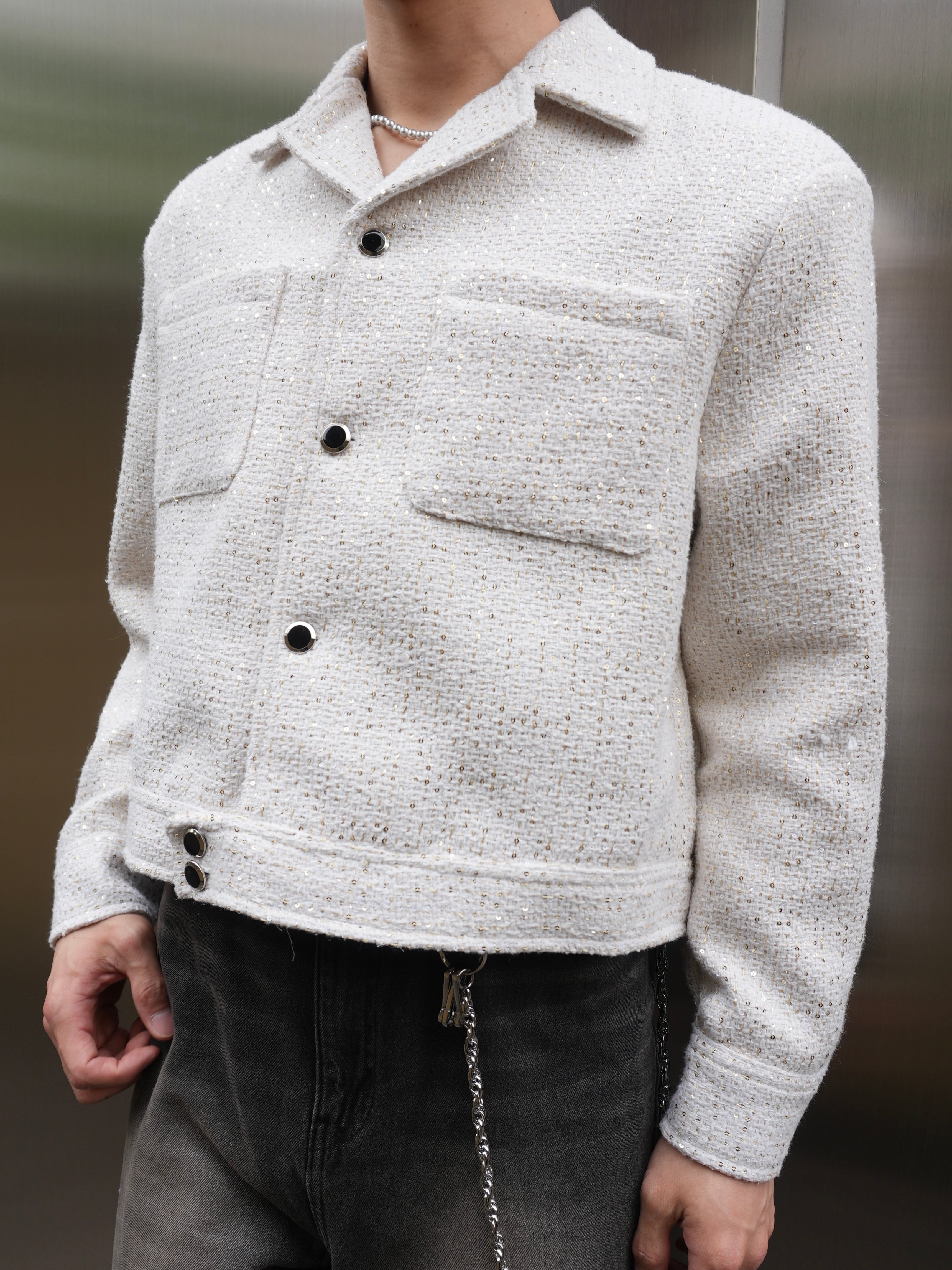 ALUDE SELECT】design glitter tweed jacket（2color） | 【ALUDE