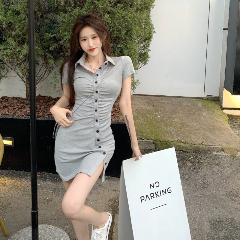 ドレス スリムカラーショートスカート サマー 夏物 ブラックストロベリース96199672413