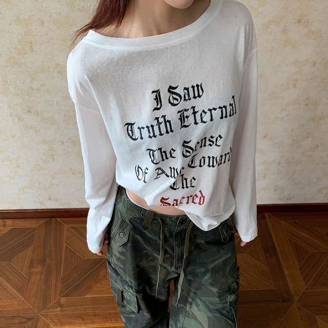 ゴシックタイポグラフィメッセージロングスリーブ 2col   R01657