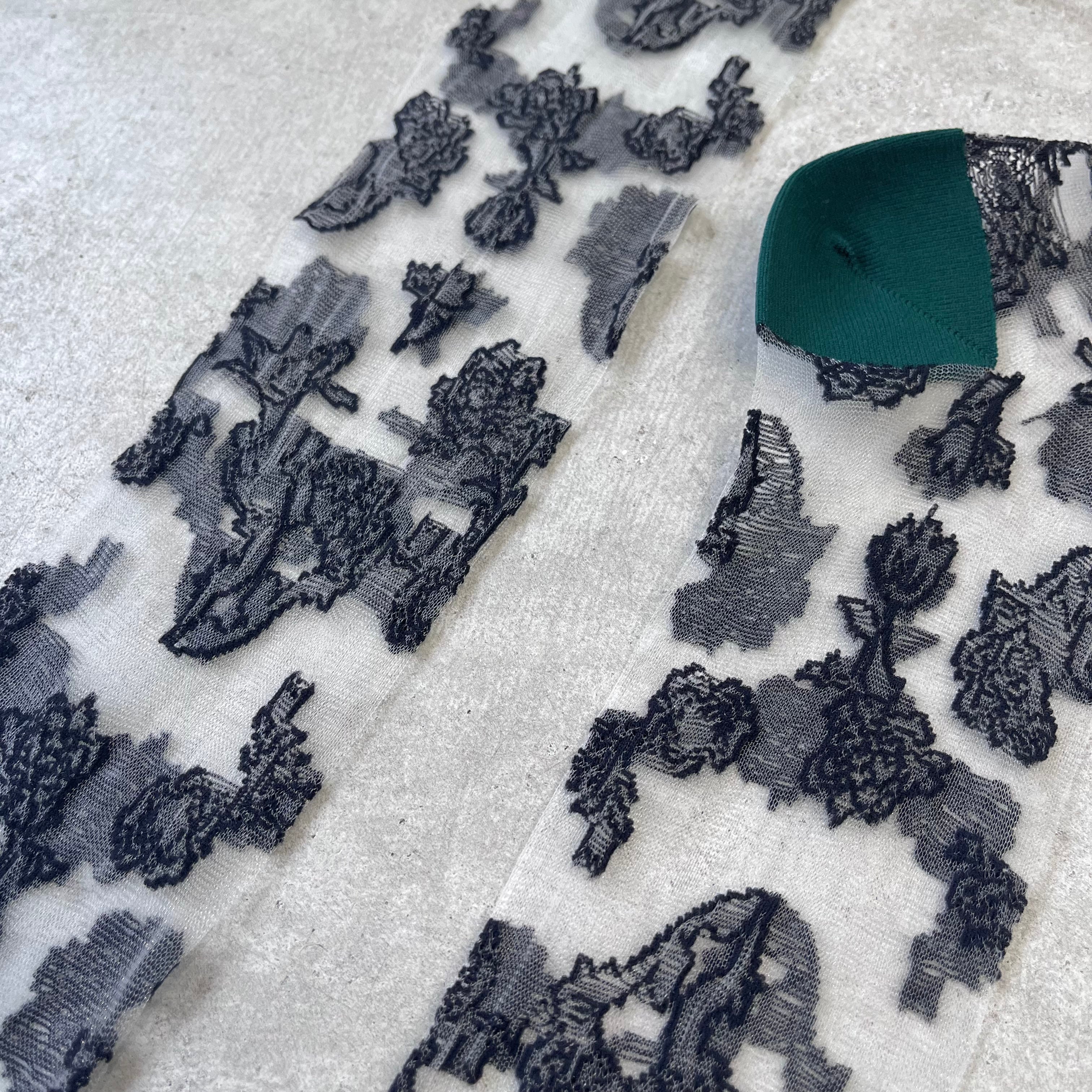 FAKUI / 【22−24cm】long flower see-through socks FK-237