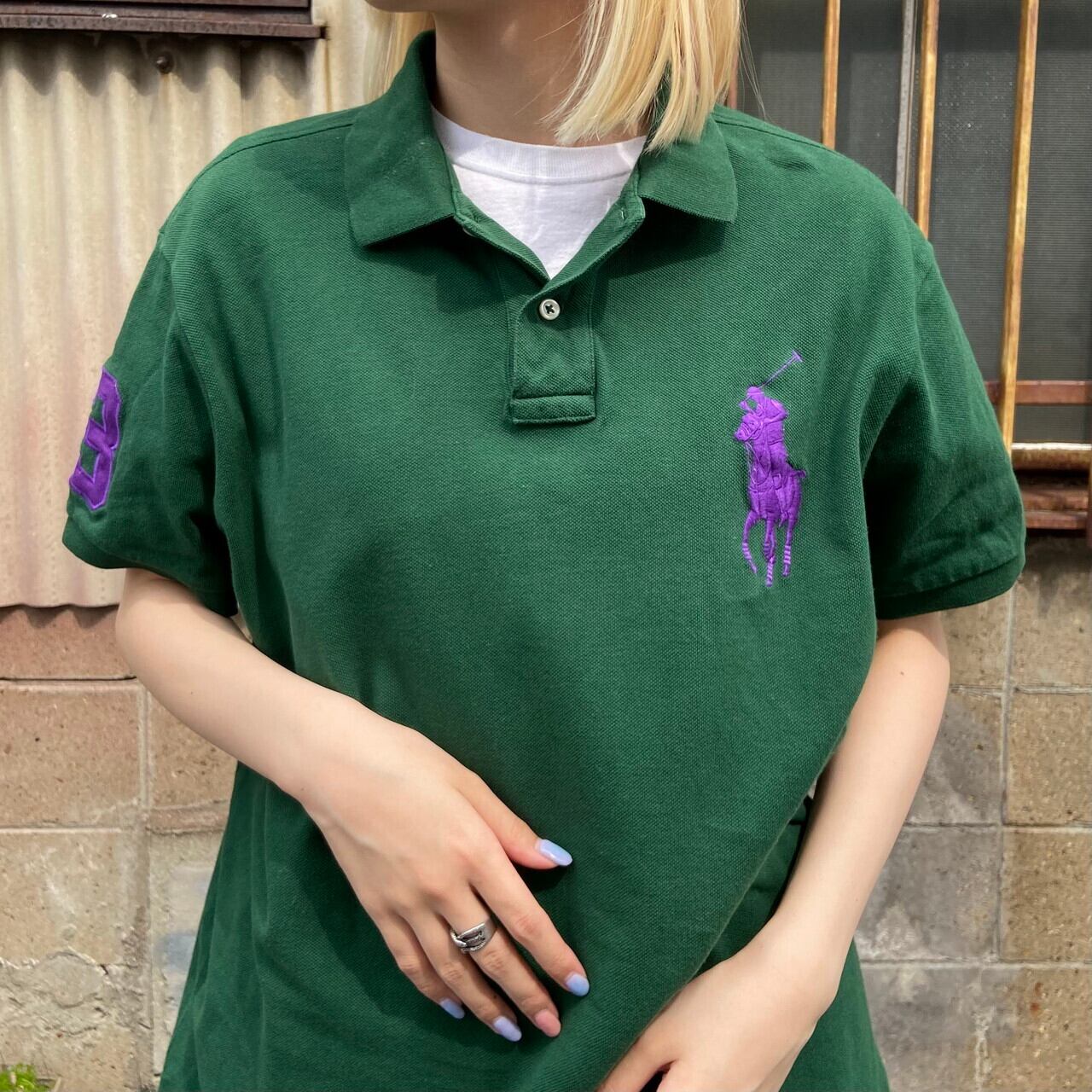 Polo Ralph Lauren ポロラルフローレン ビッグポニー 鹿の子 ポロシャツ メンズL 古着 ワンポイントロゴ刺? グリーン  緑色【ポロシャツ】【SS2207-50】 | cave 古着屋【公式】古着通販サイト powered by BASE