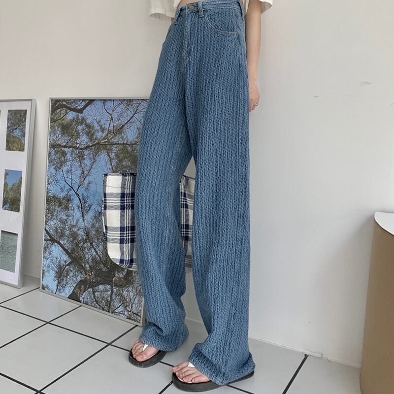ルーズハイウェストウェストジーンズ スプリングオータムスタイルワイドレッグパンツ 春物 秋物 ワイドパンツ スーパーモール24147665902