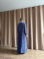 exotic pattern purple stand collar dress-5026-10