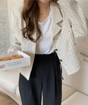 《即納商品》roi check tweed jacket