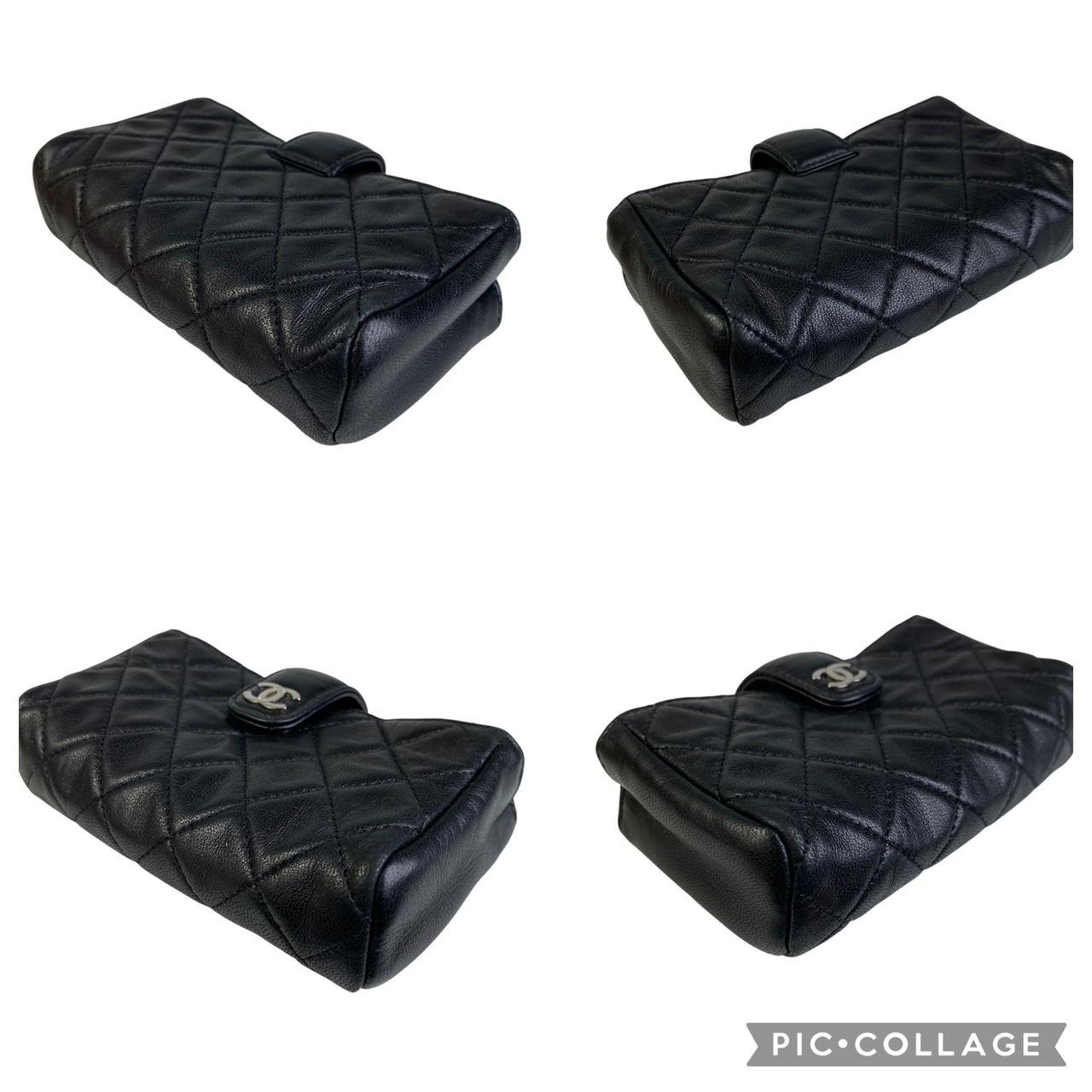 CHANEL シャネル ココマーク  ラムスキン ポーチ ブラック A-7410