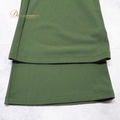 社交ダンス 衣装 ズボン グリーン系 チャコット Chacott 緑 日本製 ボトムス パンツ 上品 オーバースカート付き シンプル 落ち着いた色 ダンス衣装 レッスン 練習 ストレッチ 伸縮