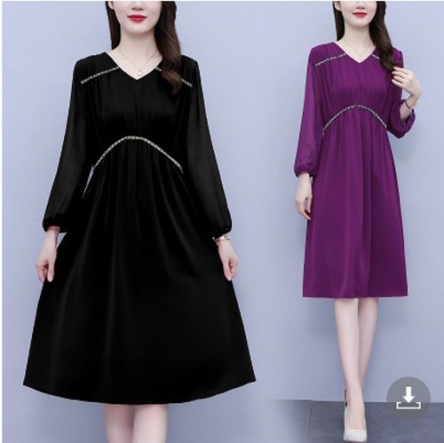 【大きいサイズL-5XL】ファッションワンピース♪ブラック/パープル2色展開◆#seho-231967