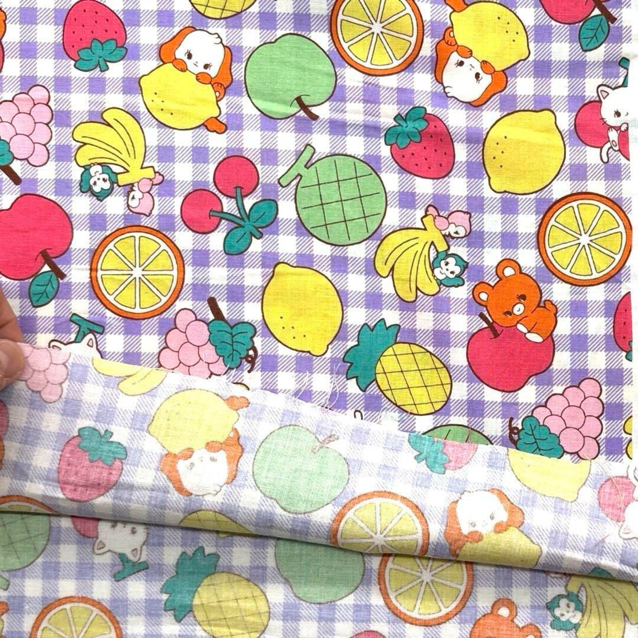 Cdr389-1◆50cm◆S◆綿100%シャーティング生地◆チェックレトロ柄