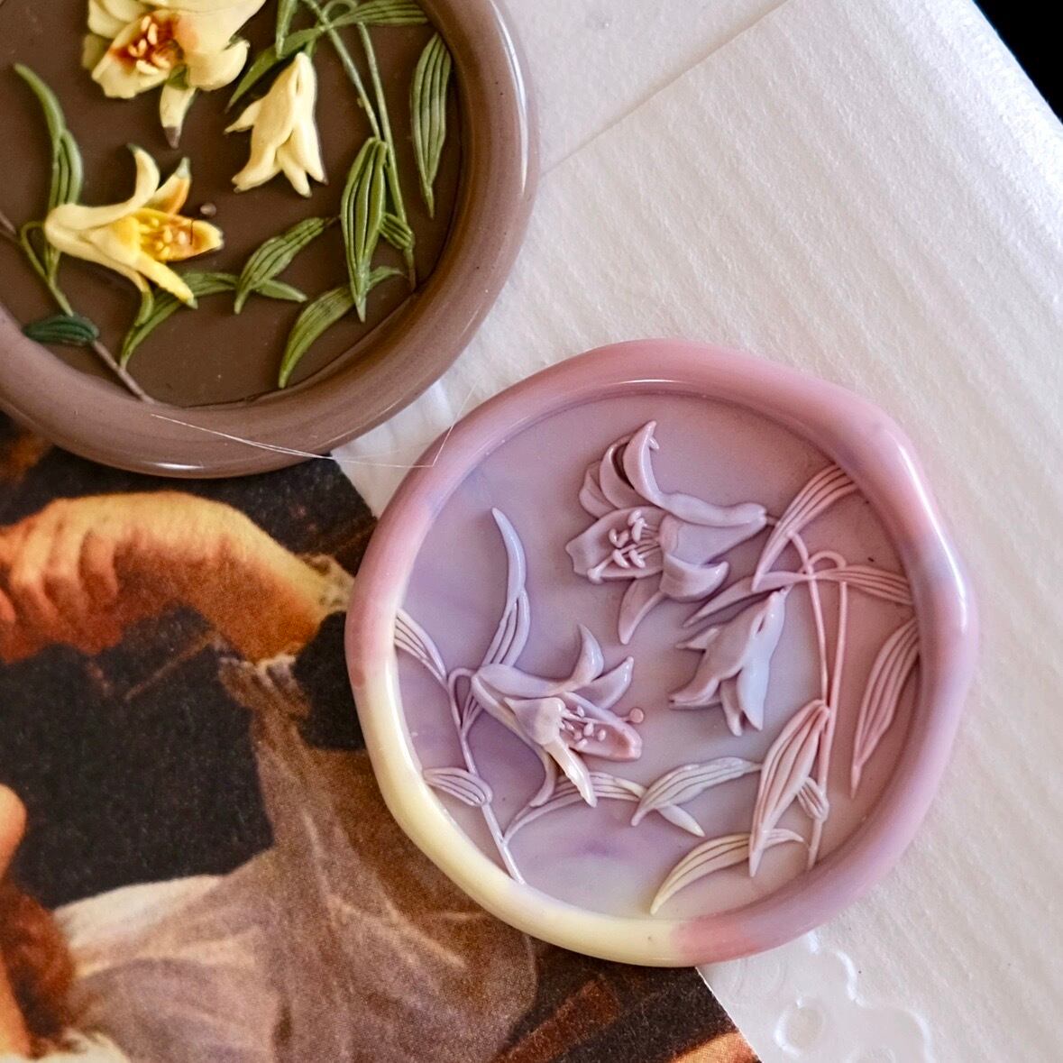 睡蓮のシーリングスタンプ カシェ フランスアンティーク