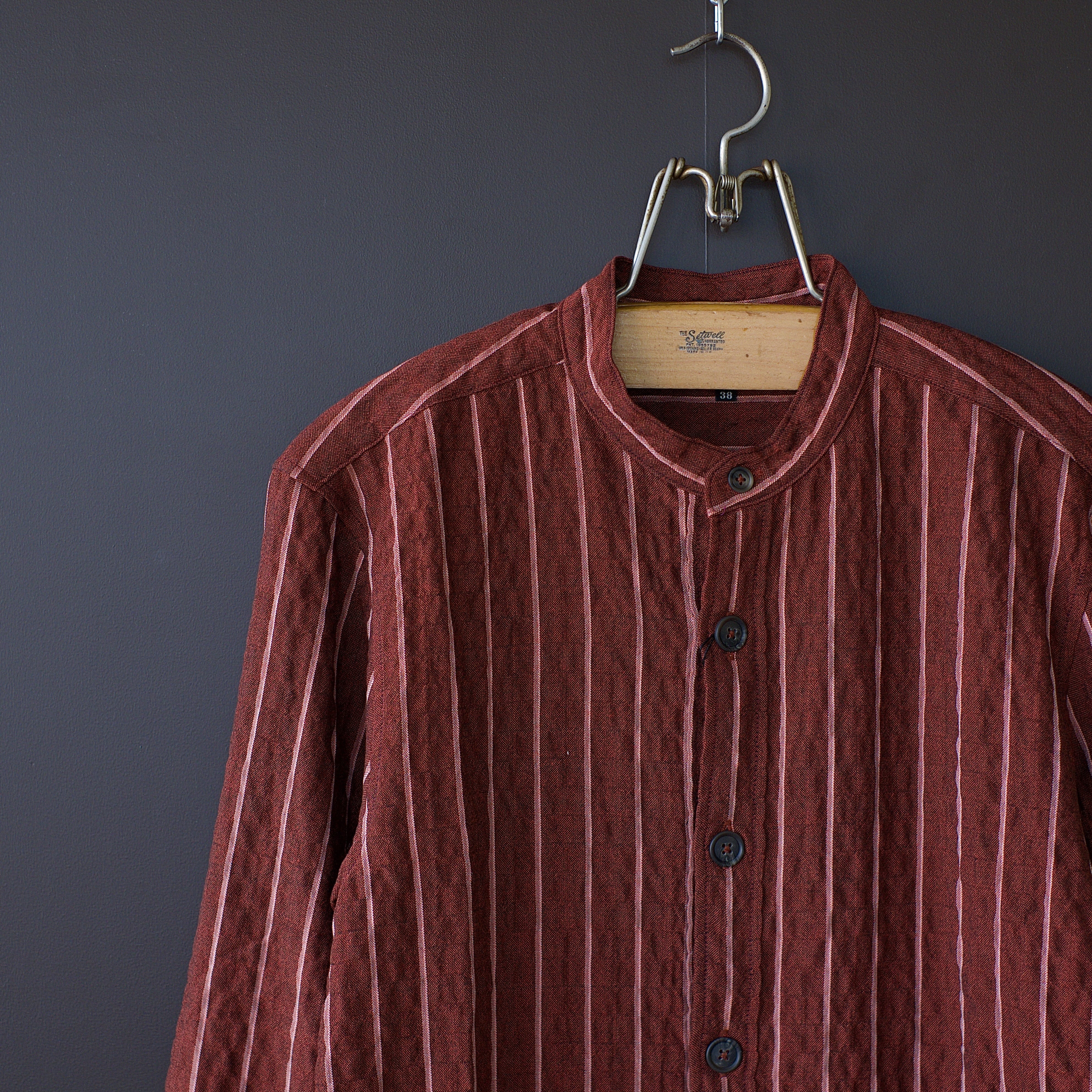 hanakazari】t/r stripe stretch pocket shirt (red) | dros dro