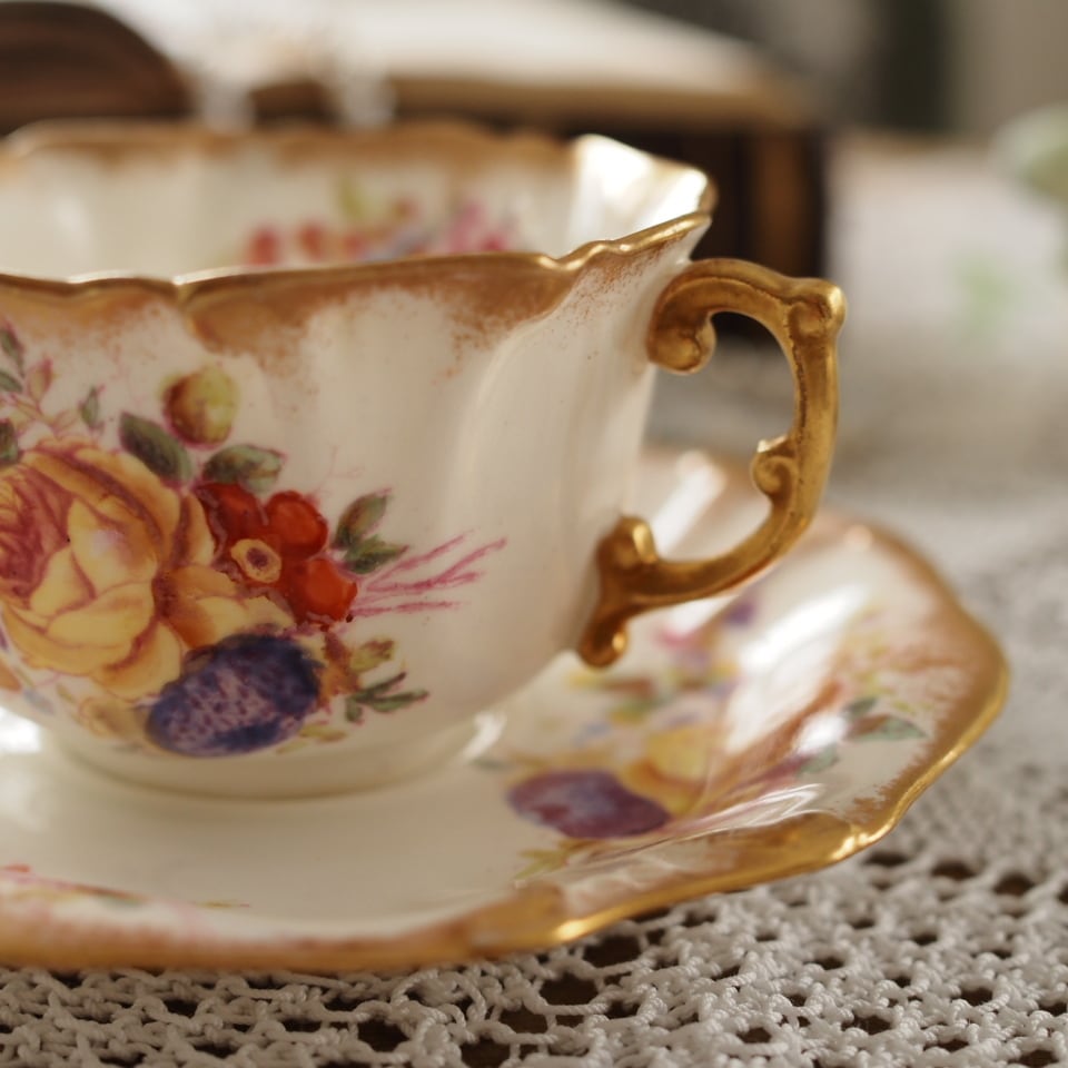 美品 英国Hammersley ハマースレイ ドレスデンスプレイ 手描きフラワー