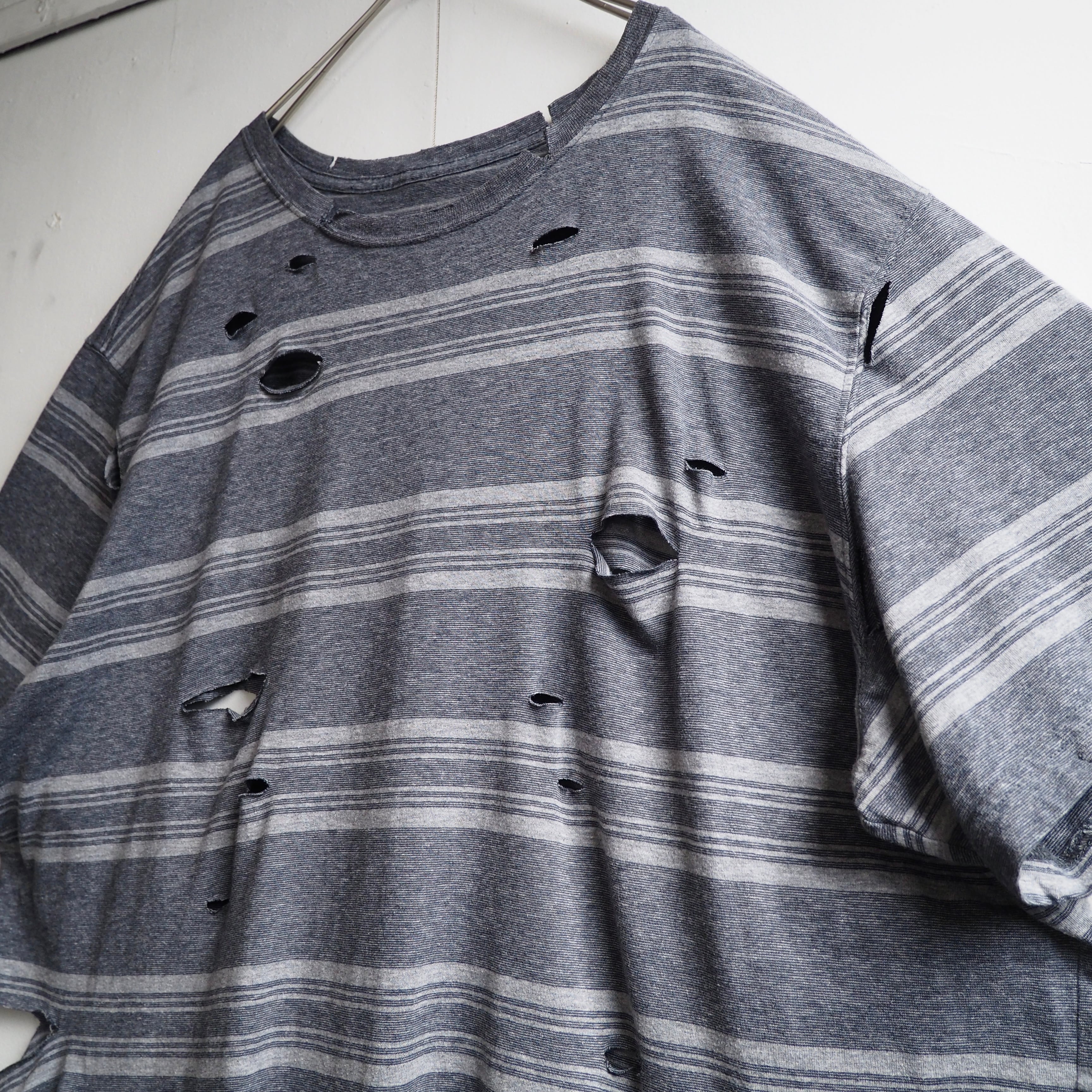 ” 循環 ” Boro Circulation Fat Border pattern Re:make loose S/S Tee