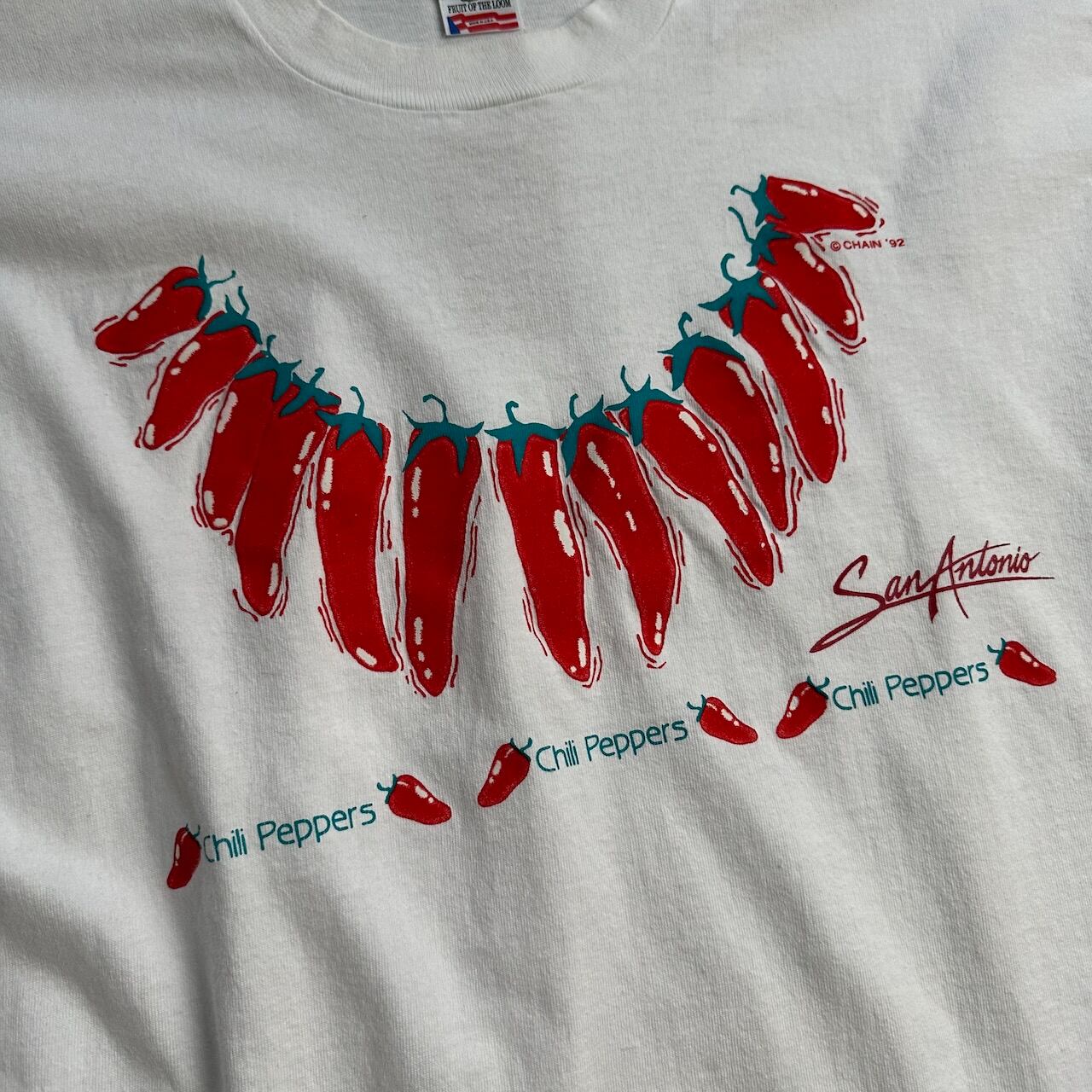 90s USA製 唐辛子 半袖Tシャツ 白 | RUFFY