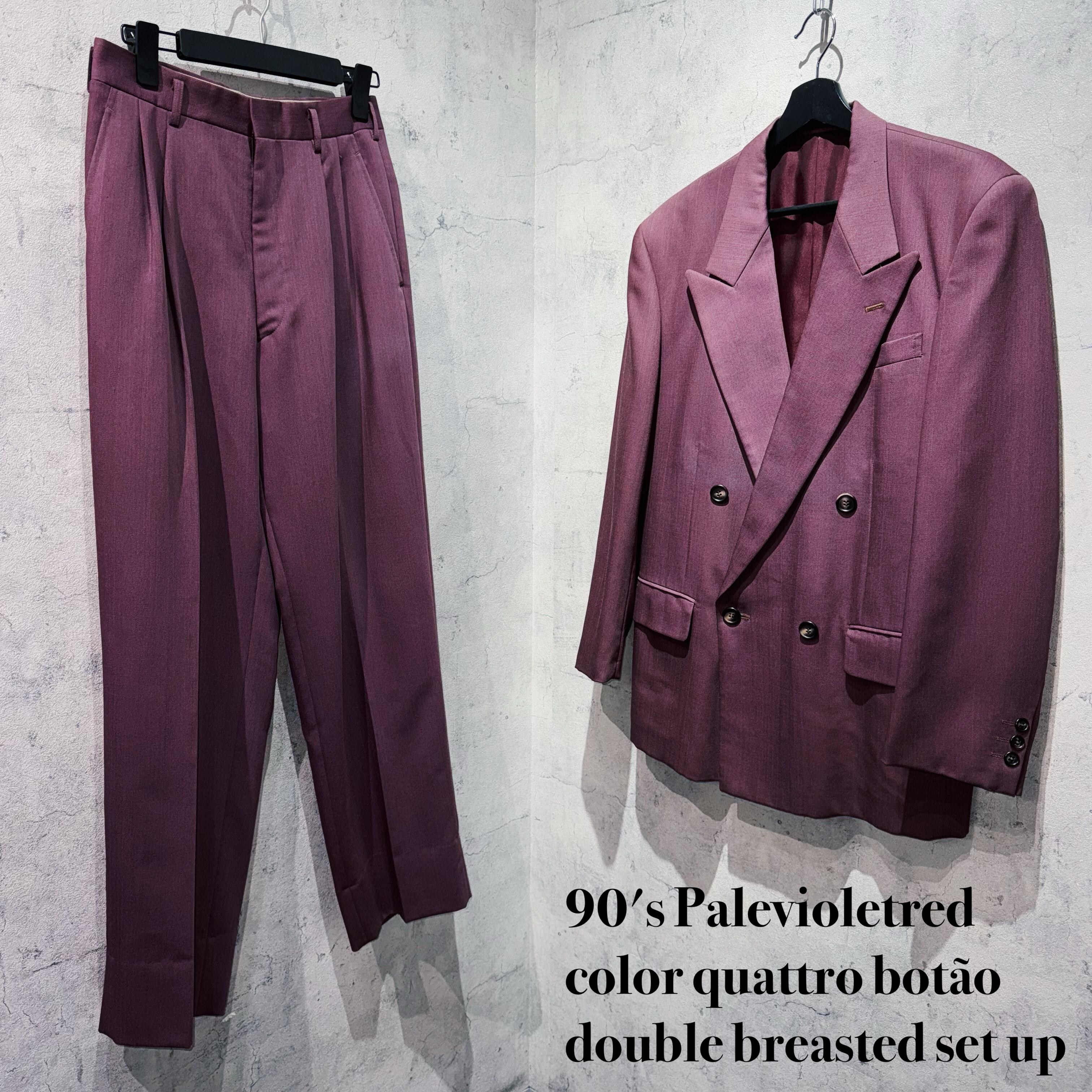 90's Palevioletred color quattro botão double breasted set up