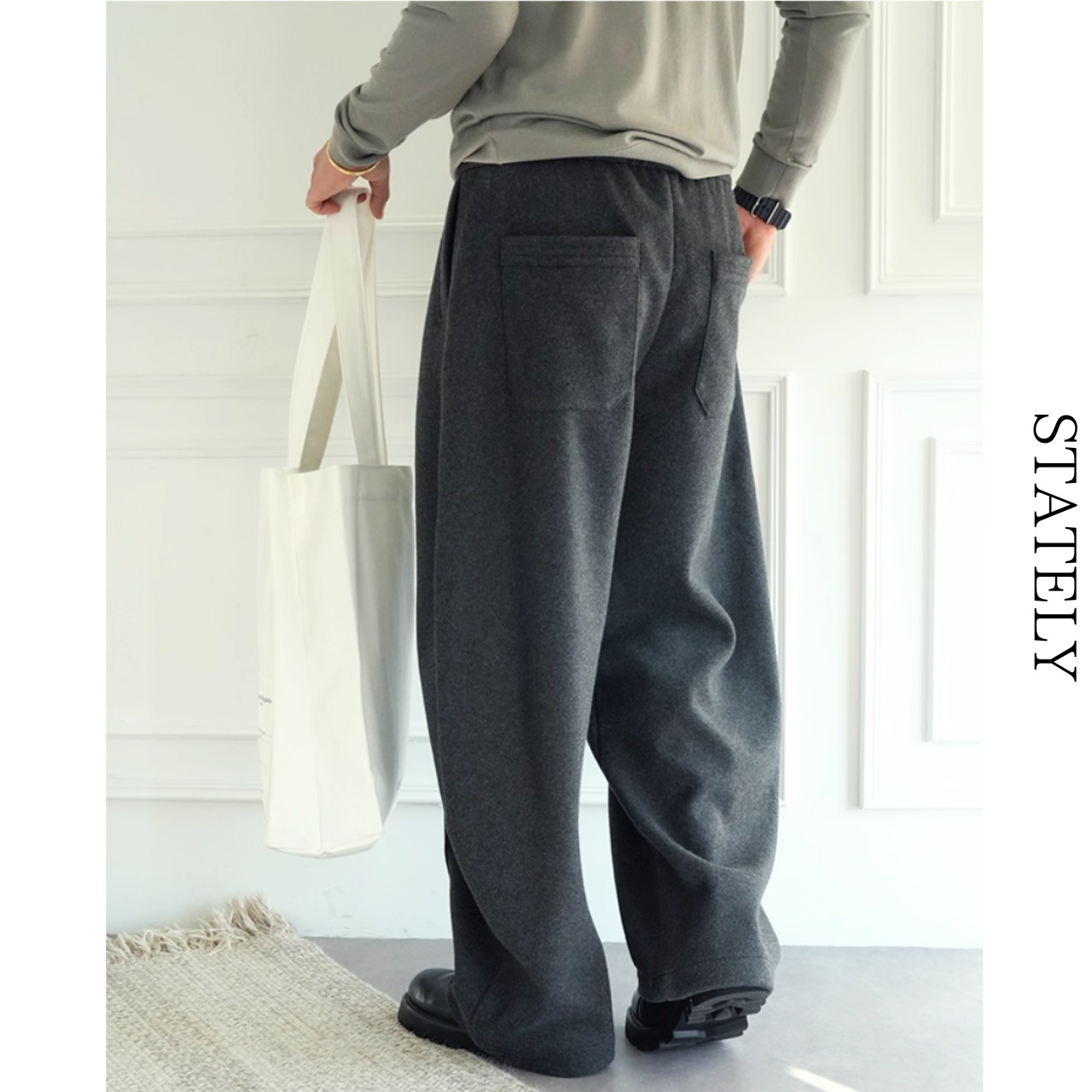 シーム Soft Wool Wide Trousers_B74・画像7