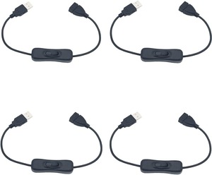 USB スイッチ 4個セット 30cm USB 延長ケーブル オン/オフ スイッチ デスクランプ ベッドサイドランプ ファン LEDライト