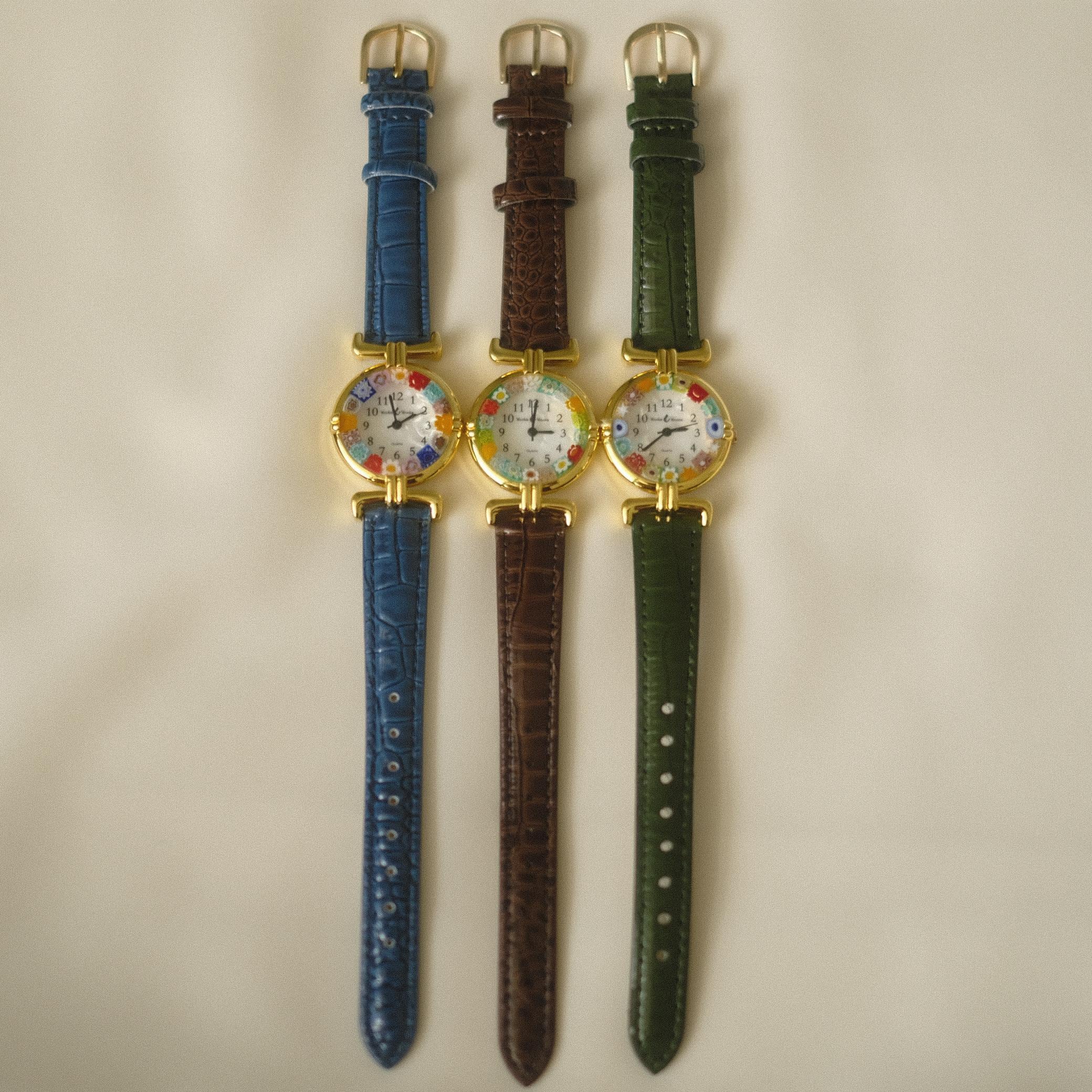 Murano Millefiori Watch With Leather Band - Brown | flemington