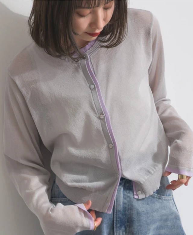 ナンバーミーTOKYO" SHEER BY COLOR  KNIT CARDIGAN"GRAY