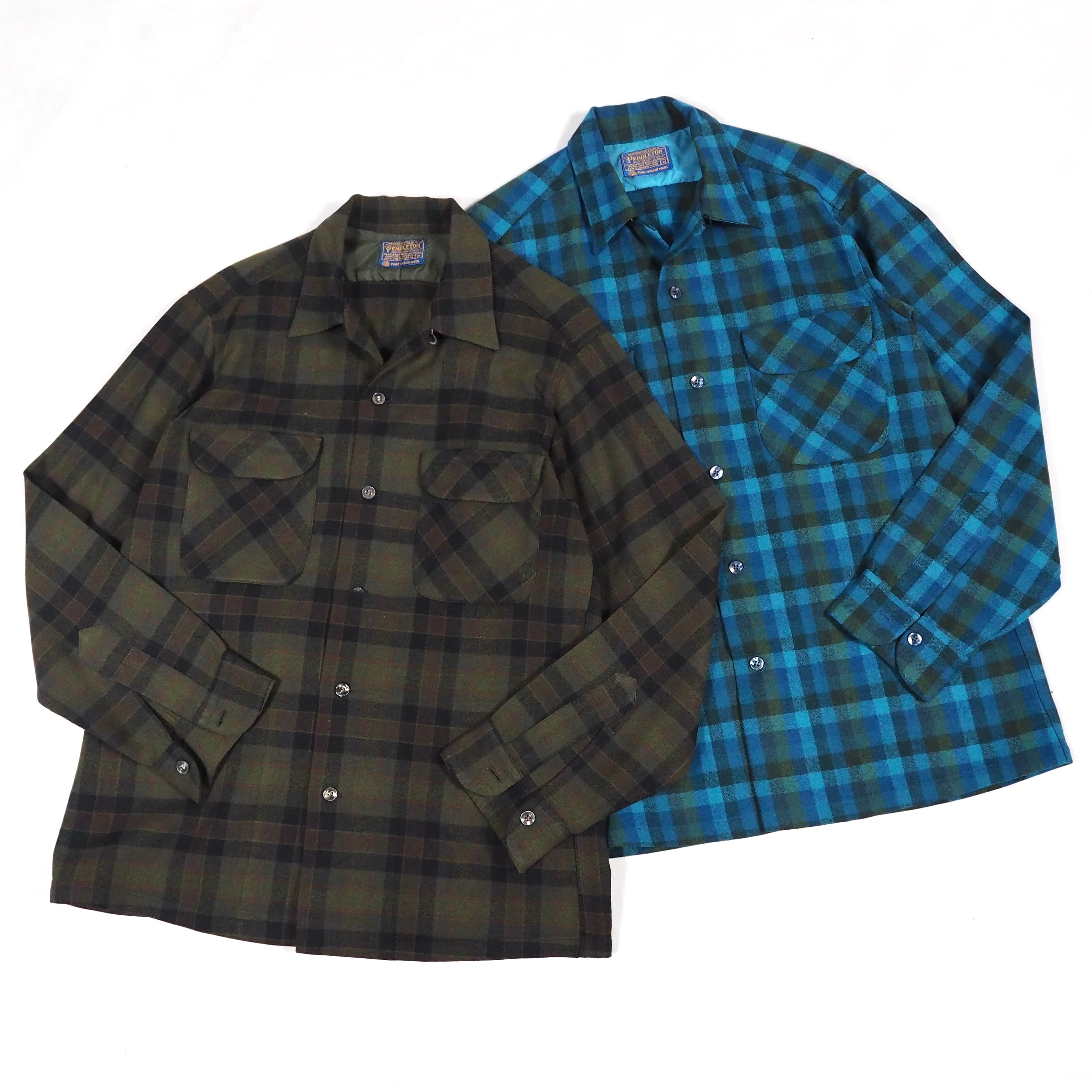 NOS】60's PENDLETON Board shirt M Olive ペンドルトン ボードシャツ
