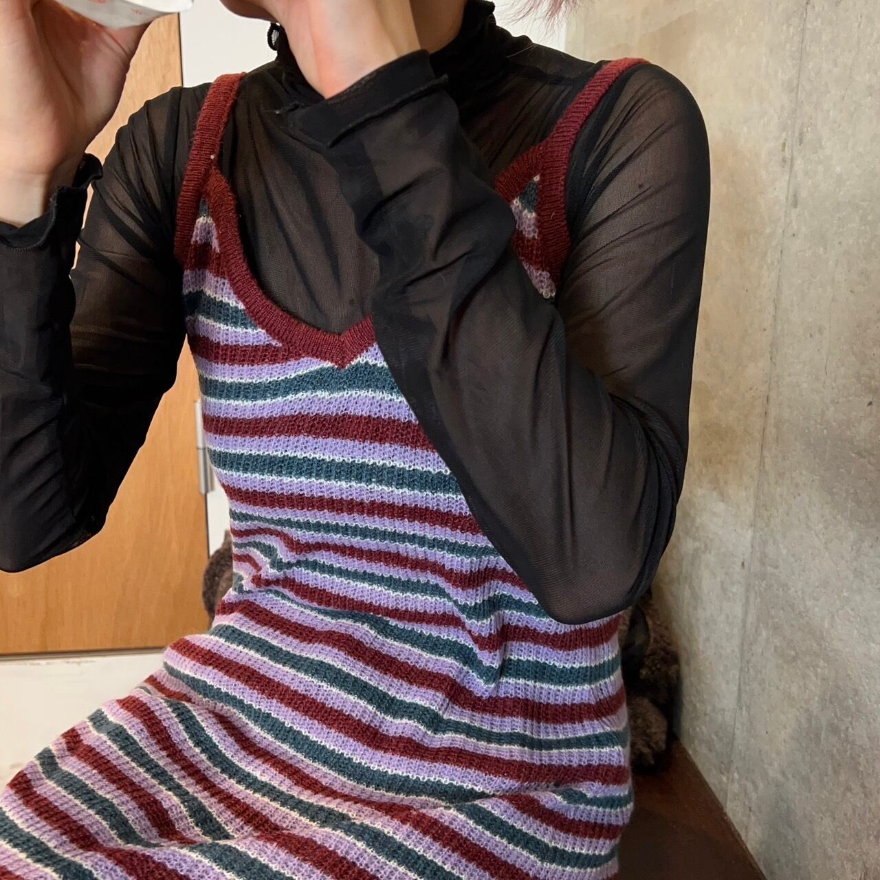 ボーダーキャミソールニットワンピース_LN01807