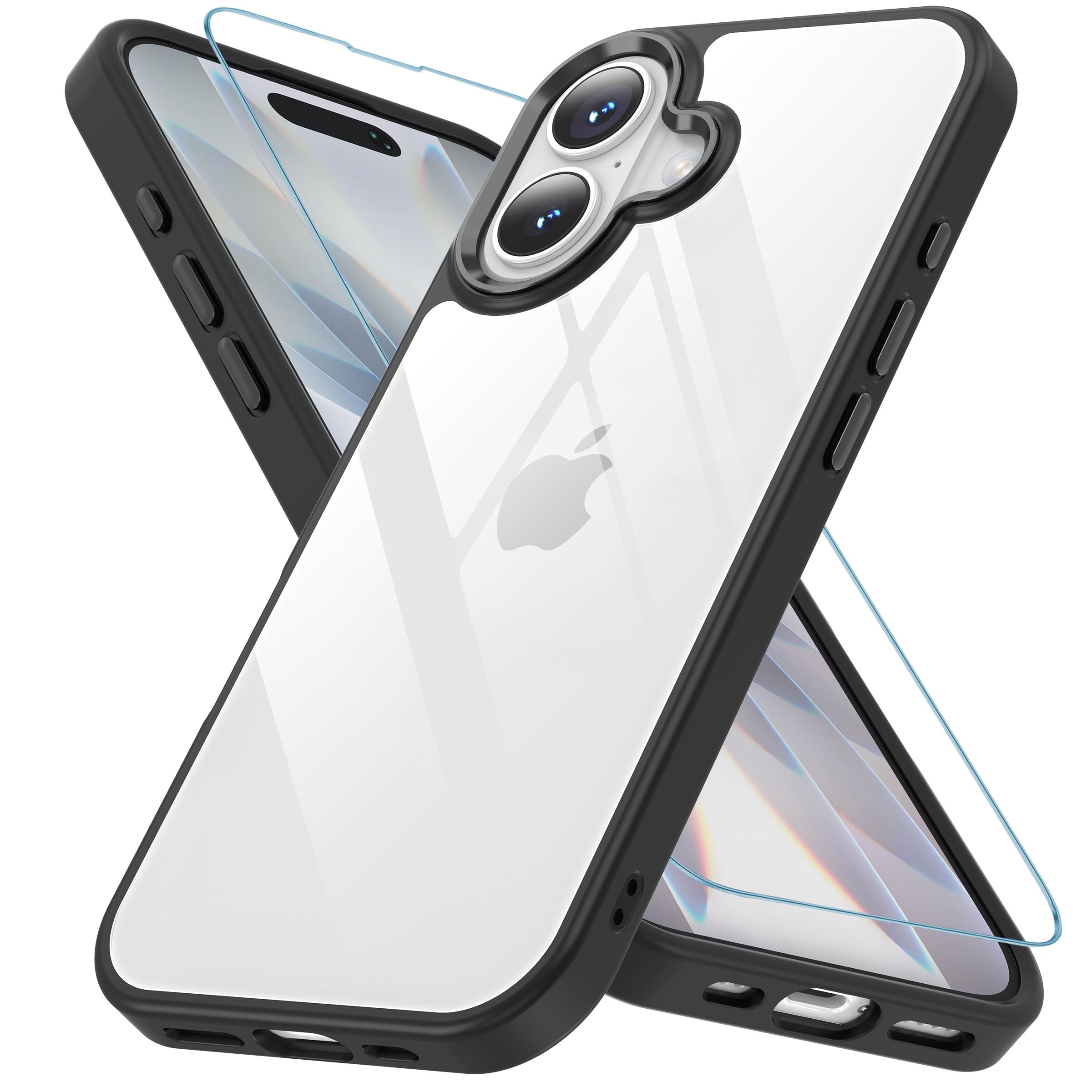 AXAG iPhone 17 用 ケース ガラスフィルム付き アイフォン 17 用 ケース 耐衝撃 黄変防止