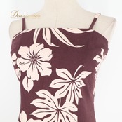 フラダンス 衣装 CC Fashions CCファッション ワンピース ドレス ブラウン系 ハイビスカス柄 花柄 植物柄 ハワイアンプリント ハワイアン アロハ フラ ダンス レッスン 練習 茶 ベージュ系 キャミソールドレス フリル ハワイアンダンス 華やか かわいい おしゃれ 上品 大人っぽい