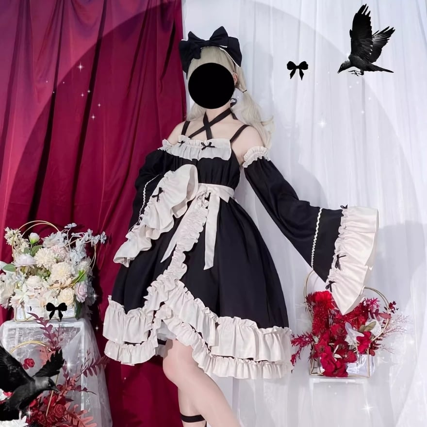 姫袖 トランペットスリーブ ゴシック 病みかわいい服 チャイナ服 華
