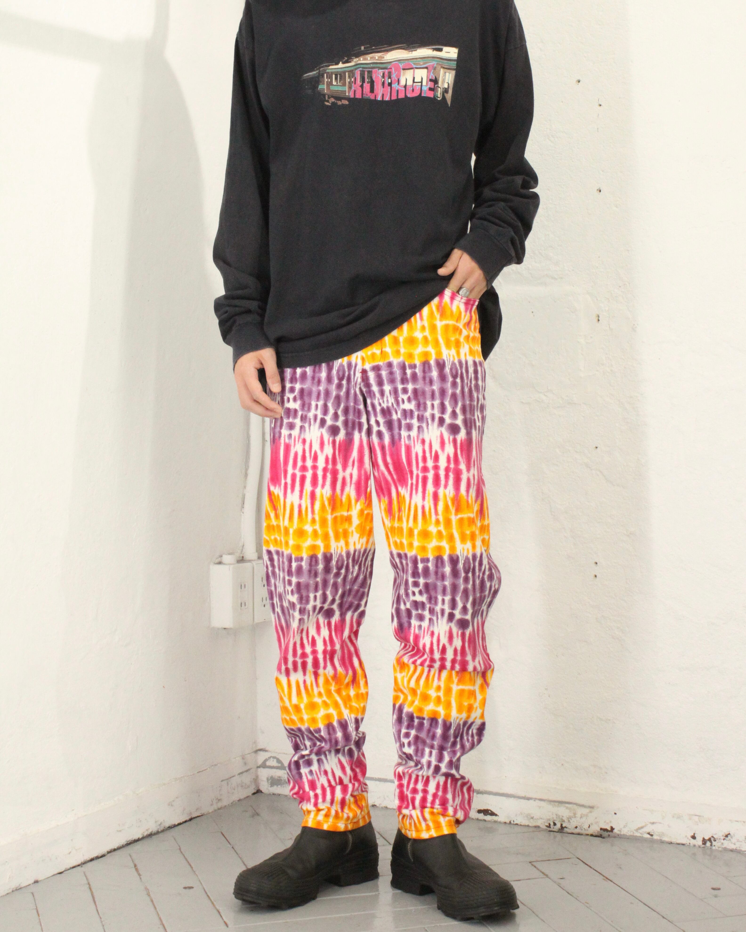 90s~ MESMERIZE Total Pattern Colorful Slim Trousers USA製