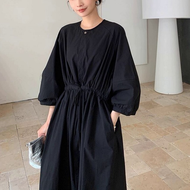 Cocoon sleeve cotton dress