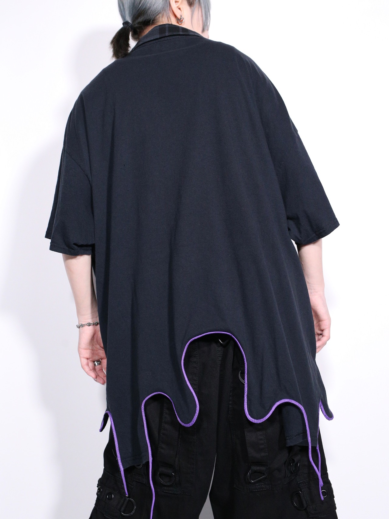 REMAKE / dorodoro violet piping over size tee - 6
