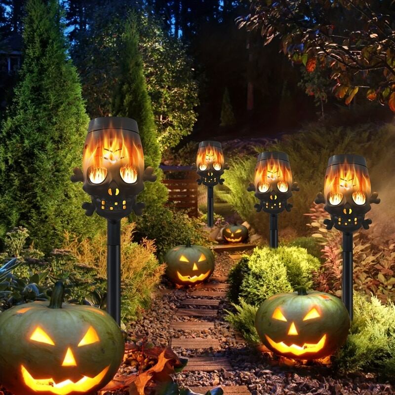 ガーデン ライト スカル 骸骨 ハロウィン インテリア ソーラー 充電